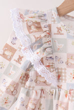Khaki farm checkered ruffle bloomer set - ARIA KIDS
