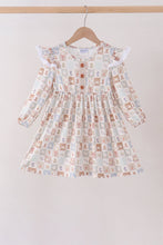 Khaki farm checkered ruffle dress - ARIA KIDS