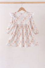 Khaki farm checkered ruffle dress - ARIA KIDS