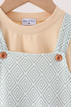 Khaki Geo Diamond 2pc romper set - ARIA KIDS