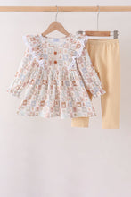 Khaki farm checkered ruffle pants set - ARIA KIDS