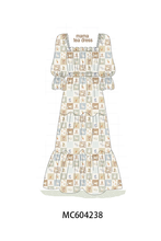 Khaki farm checkered tiered mom dress