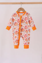 Orange Pumpkin Print Ruffle Romper - ARIA KIDS