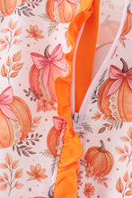 Orange Pumpkin Print Ruffle Romper - ARIA KIDS