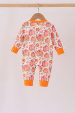 Orange Pumpkin Print Ruffle Romper - ARIA KIDS