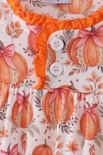Orange Pumpkin Print Ruffle Dress - ARIA KIDS