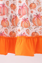 Orange Pumpkin Print Ruffle Dress - ARIA KIDS