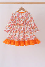 Orange Pumpkin Print Ruffle Dress - ARIA KIDS