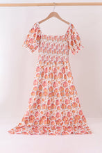 Orange Pumpkin Print Smocked Mom Dress - ARIA KIDS