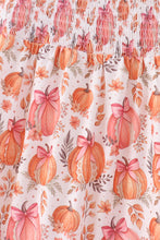 Orange Pumpkin Print Smocked Mom Dress - ARIA KIDS