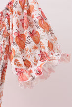 Orange Pumpkin Print Smocked Mom Dress - ARIA KIDS