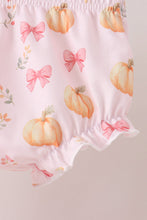 Pink pumpkin bow embroidery ruffle bloomer set - ARIA KIDS