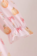 Pink pumpkin bow embroidery ruffle dress - ARIA KIDS