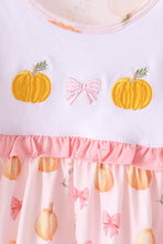 Pink pumpkin bow embroidery ruffle pants set - ARIA KIDS