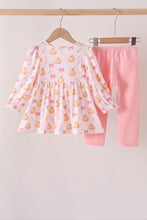 Pink pumpkin bow embroidery ruffle pants set - ARIA KIDS