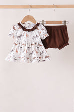 Brown zoo animal ruffle bloomer set - ARIA KIDS