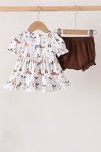 Brown zoo animal ruffle bloomer set - ARIA KIDS