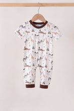 Brown zoo animal romper - ARIA KIDS