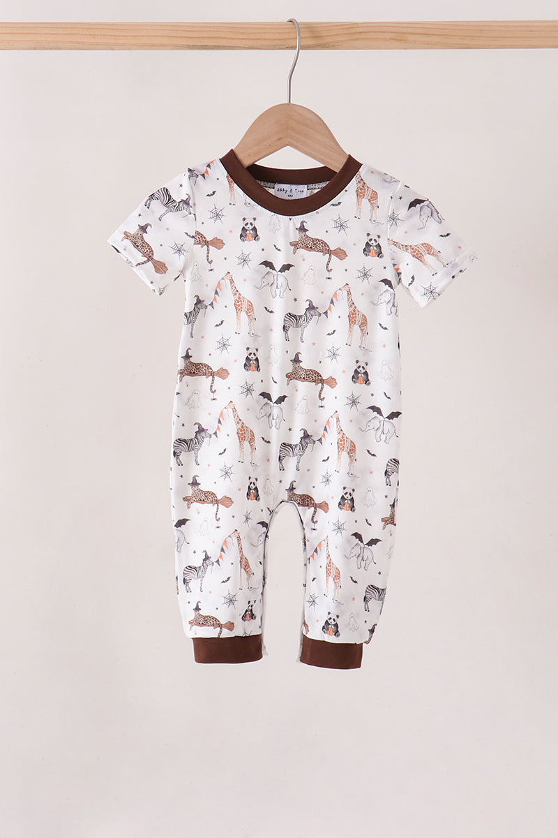 Brown zoo animal romper - ARIA KIDS