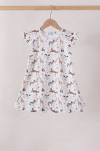 Brown zoo animal ruffle dress - ARIA KIDS