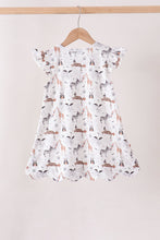 Brown zoo animal ruffle dress - ARIA KIDS