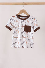 Brown zoo animal pocket top - ARIA KIDS