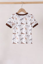 Brown zoo animal pocket top - ARIA KIDS