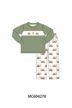 Green farm embroidery pants set