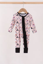 Pink Spooky embroidery bamboo ruffle romper