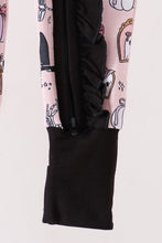 Pink Spooky embroidery bamboo ruffle romper
