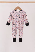 Pink Spooky embroidery bamboo ruffle romper