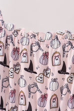 Pink Spooky print ruffle tiered mom dress