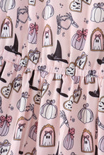 Pink Spooky print ruffle tiered mom dress