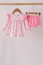 Pink floral bow ruffle bloomer set - ARIA KIDS