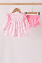 Pink floral bow ruffle bloomer set - ARIA KIDS