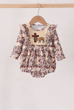 Khaki camoufalge cross deer embroidery ruffle bubble - ARIA KIDS
