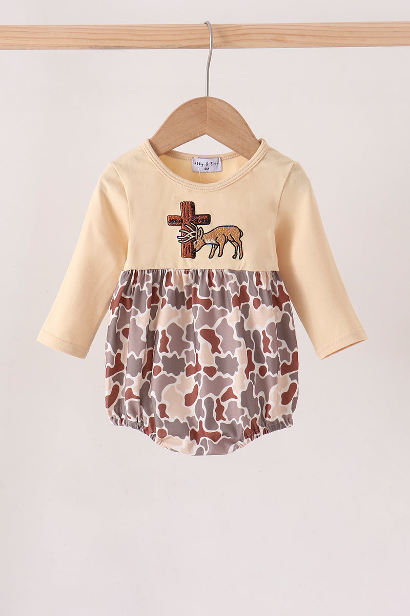 Khaki camoufalge cross deer embroidery bubble - ARIA KIDS