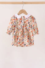 Coral floral smocked bubble