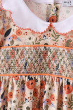 Coral floral smocked pants set