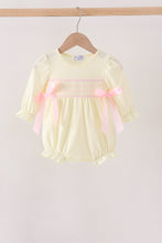 Cream smocked bow bubble - ARIA KIDS
