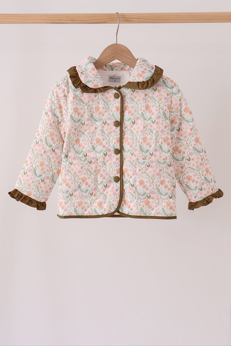 Sage floral ruffle jacket - ARIA KIDS