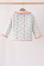 Blue hydrangea ruffle jacket