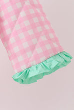 Pink hydrangea gingham ruffle jacket