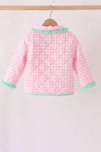 Pink hydrangea gingham ruffle jacket