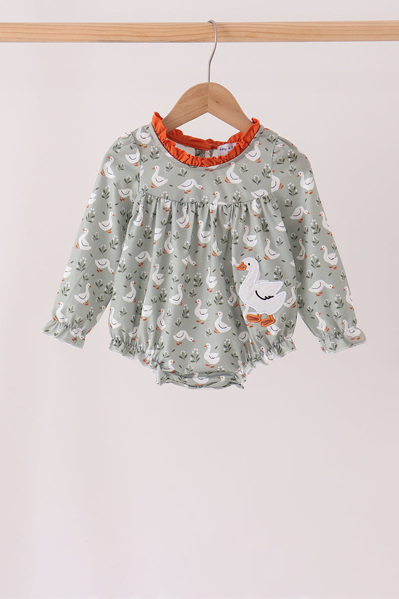 Grey goose applique ruffle bubble - ARIA KIDS