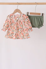 Green floral ruffle bloomer set