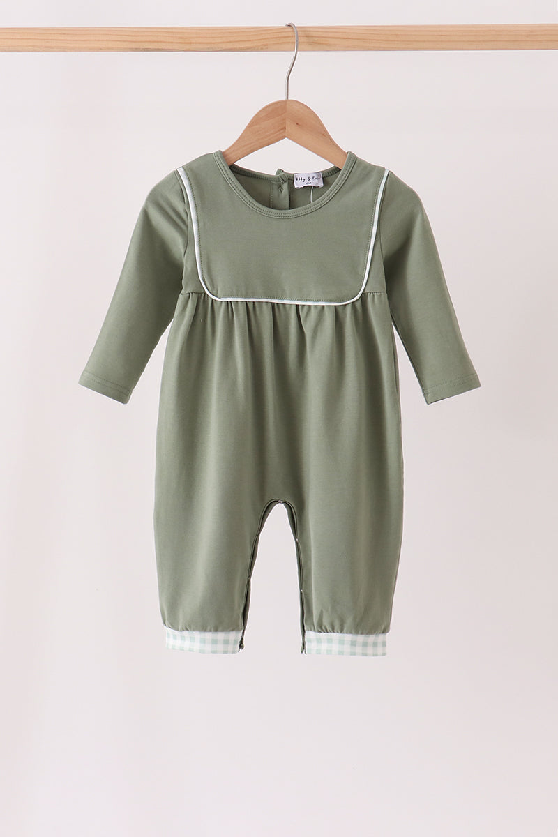 Green Solid Romper - ARIA KIDS