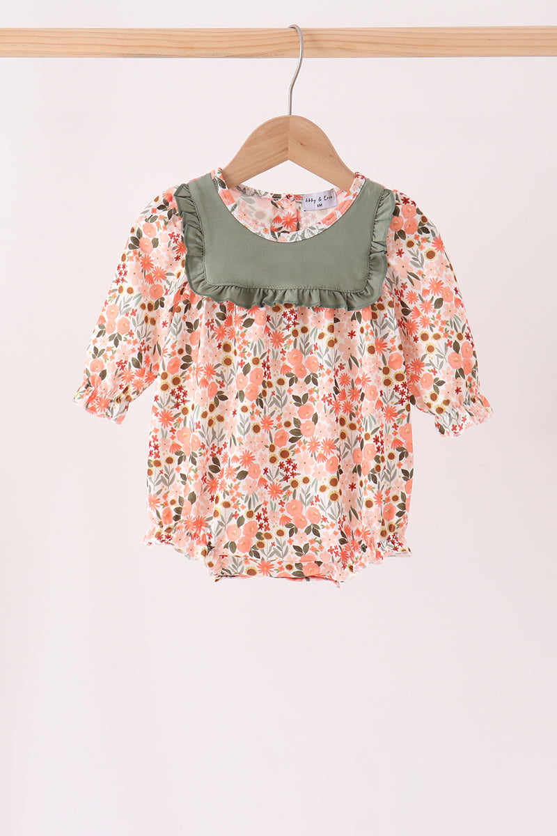 Green floral ruffle bubble - ARIA KIDS