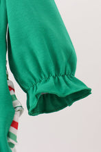 Green christmas tree bow applique ruffle bubble