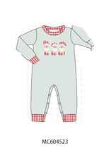 Sage santa applique gingham romper
